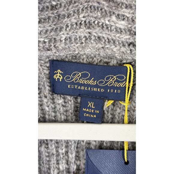 Brooks Brothers Mens Wool Shawl Collar Button Cardigan Sweater Size XL Grey New - Picture 5 of 10